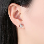 S925 pure silver rose earrings with petal shaped earrings