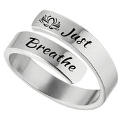 Open mouth jewelry for women Just Breathe letter ring