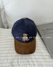 Cute bear embroidered baseball hat for women